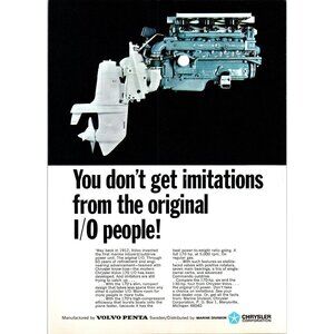 1971 Chrysler Volvo Penta 170 Inboard Outboard Vintage Print Ad Motor Wall Art